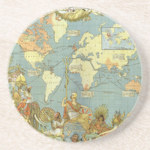 Antique World Map of the British Empire, 1886 Coaster
