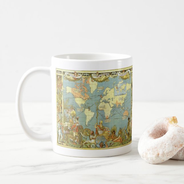 Antique World Map of the British Empire, 1886 Coffee Mug (With Donut)