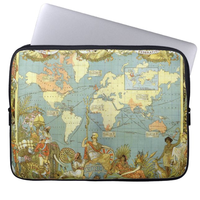 Antique World Map of the British Empire, 1886 Laptop Sleeve (Front)