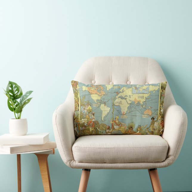 Antique World Map of the British Empire, 1886 Lumbar Cushion (Chair)