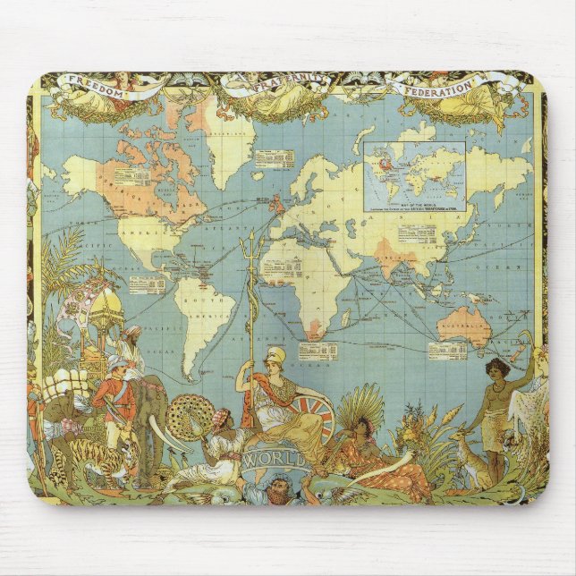 Antique World Map of the British Empire, 1886 Mouse Mat (Front)