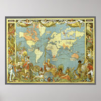 Antique World Map of the British Empire, 1886