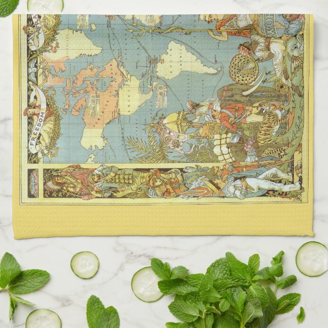 Antique World Map of the British Empire, 1886 Tea Towel (Folded)