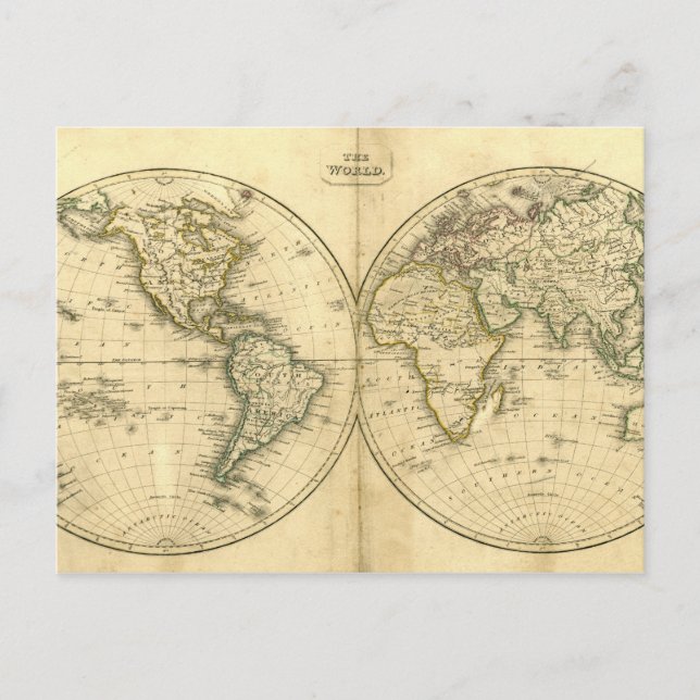 Antique world map post card (Front)