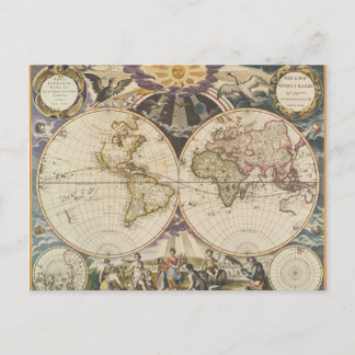 Antique World Map, Postcard