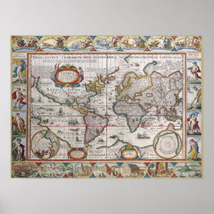 Antique World Map poster