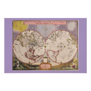Antique World Map Poster