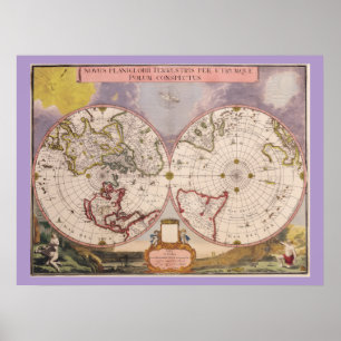 Antique World Map Poster