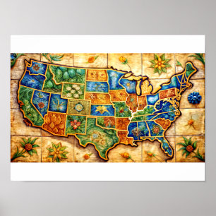 Antique World Map  Poster