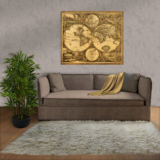 Antique World Map Poster