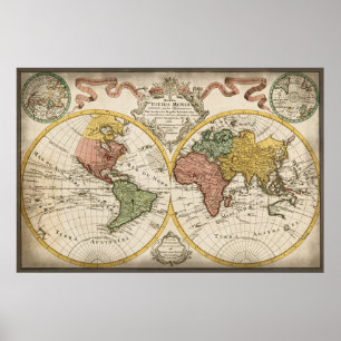 Antique World Map Poster