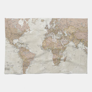 Antique World Map Tea Towel