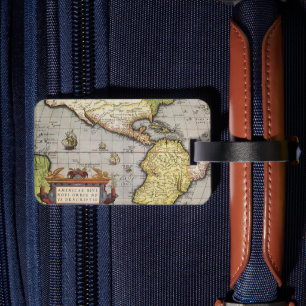 Antique World Map the Americas by Abraham Ortelius Luggage Tag