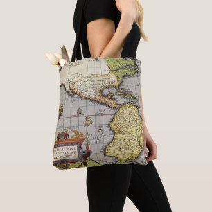 Antique World Map the Americas by Abraham Ortelius Tote Bag
