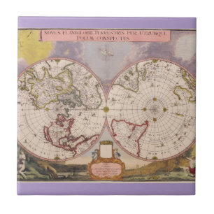 Antique World Map Tile