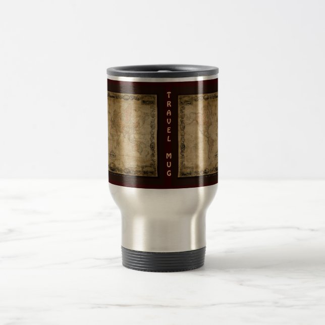 Antique World Map Travel Mug (Center)