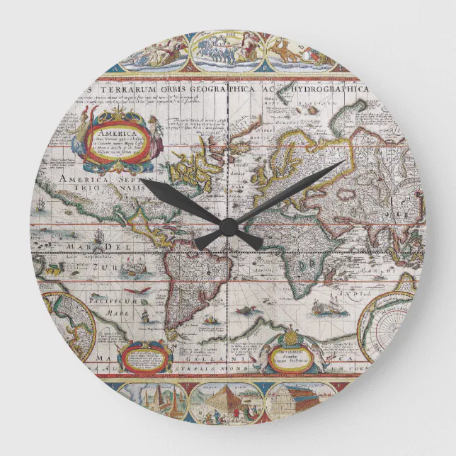 Antique World Map wall clock | Zazzle