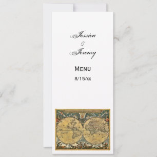 Antique World Map White #2 Menu Cards