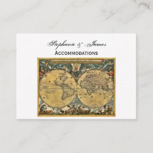 Antique World Map White BG Accommodations Enclosure Card