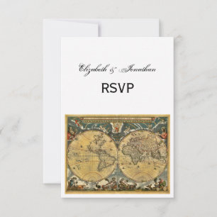 Antique World Map, White BG RSVP