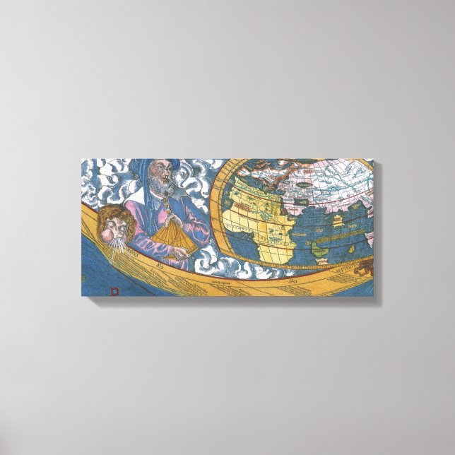 Antique World Map with Claudius Ptolemy, 1507 Canvas Print (Front)