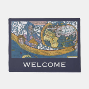 Antique World Map with Claudius Ptolemy, 1507 Doormat