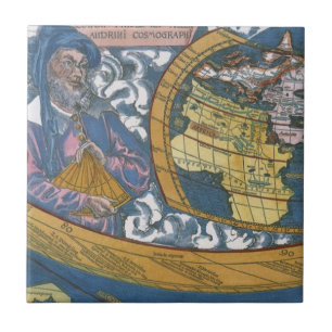 Antique World Map with Claudius Ptolemy, 1507 Tile