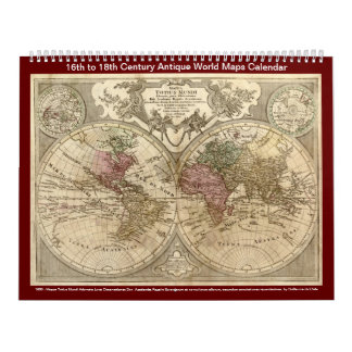 Antique World Maps - 16th to 18th Century Calendar