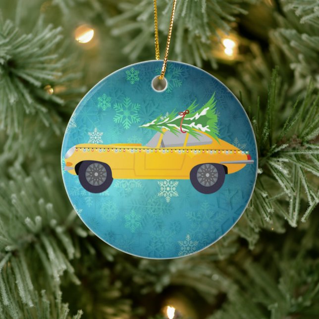 Antique Yellow Car Ceramic Tree Decoration (Tree)
