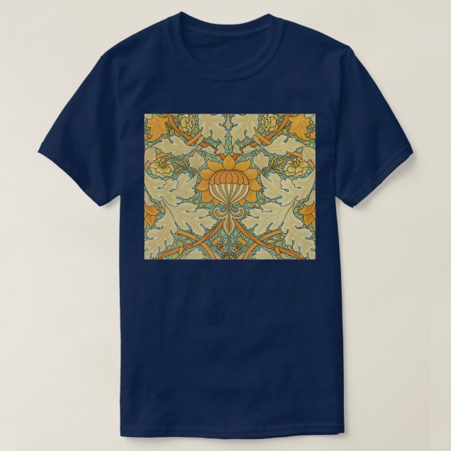 Antique Yellow Floral Design T-Shirt (Design Front)