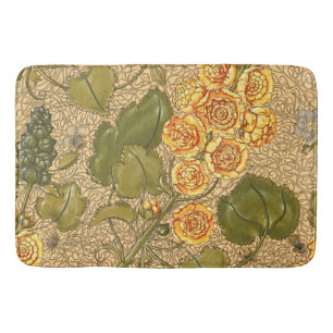 Antique Yellow Flowers Bath Mat