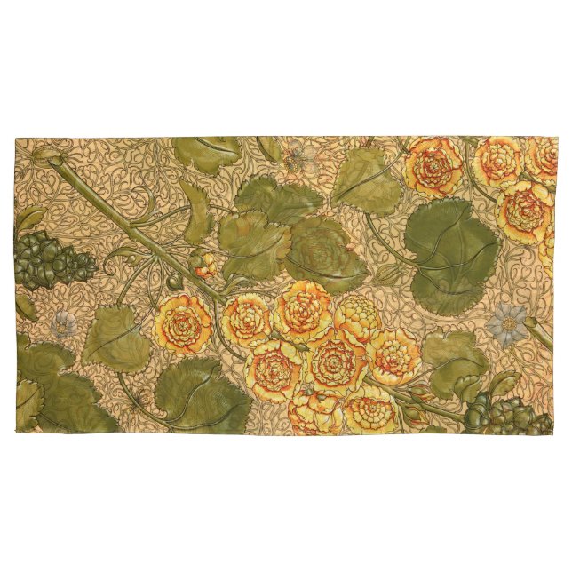 Antique Yellow Flowers Pillowcase (Front)