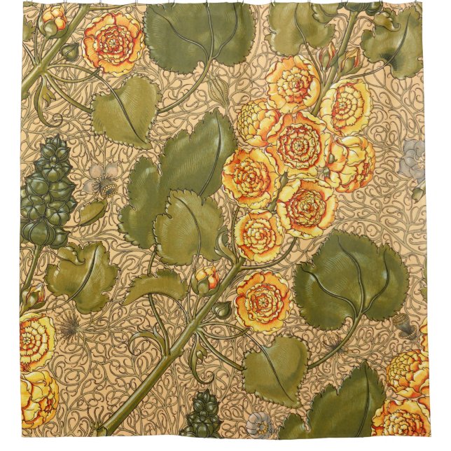 Antique Yellow Flowers Shower Curtain (Front)