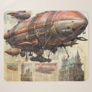 Antique Zeppelin Copper Brass Airship Sherpa Blanket