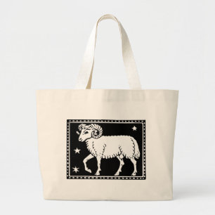 Antique Zodiac Astrological Aries Ram Totebag Large Tote Bag