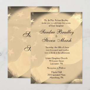 Antiqued American Flag Wedding Invitations