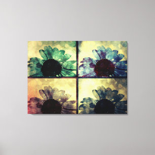 Antiqued Blue and Green Sunflower Collage Canvas Print