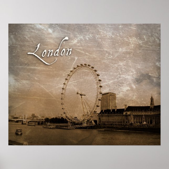 Antiqued London Eye Poster (Front)