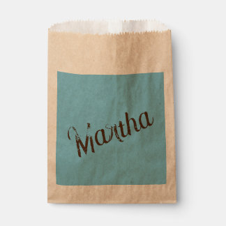 Antiqued Name Favour Bags (Sky Blue & Copper)