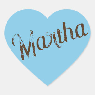 Antiqued Name Heart Stickers (Sky Blue & Copper)