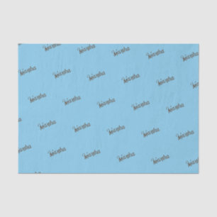 Antiqued Name Tissue Paper (Sky Blue & Copper)