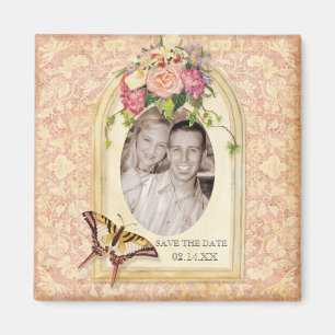 Antiqued Victorian Rose Save the Date Magnet