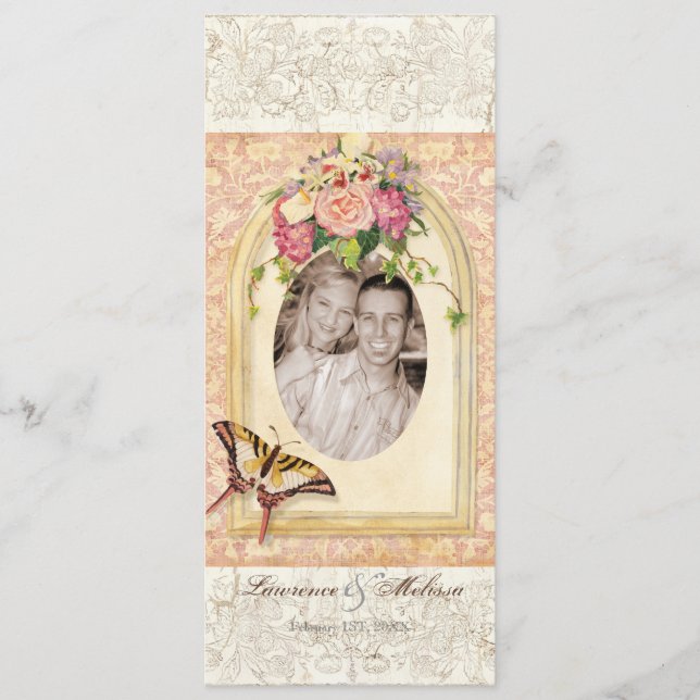 Antiqued Victorian Rose Wedding Invitation (Front)