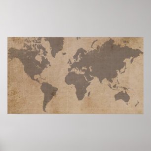 Antiqued World Map Poster