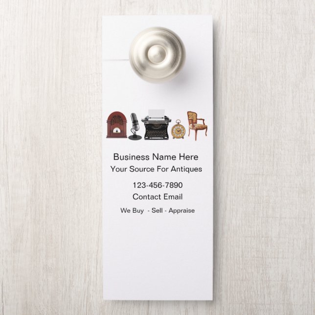 Antiques Dealer Retail Appraiser Promotional Door Hanger (On Knob)