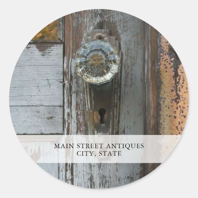 Antiques Store Door Knob Classic Round Sticker (Front)