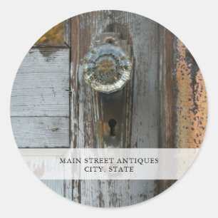 Antiques Store Door Knob Classic Round Sticker