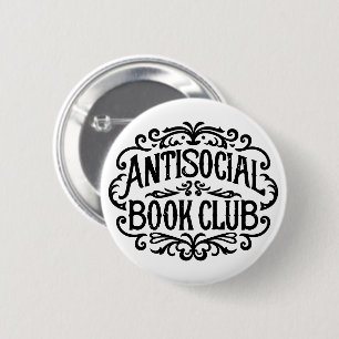 Antisocial book club introvert reader 6 cm round badge