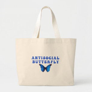 Antisocial butterfly ,colourful butterfly  large tote bag
