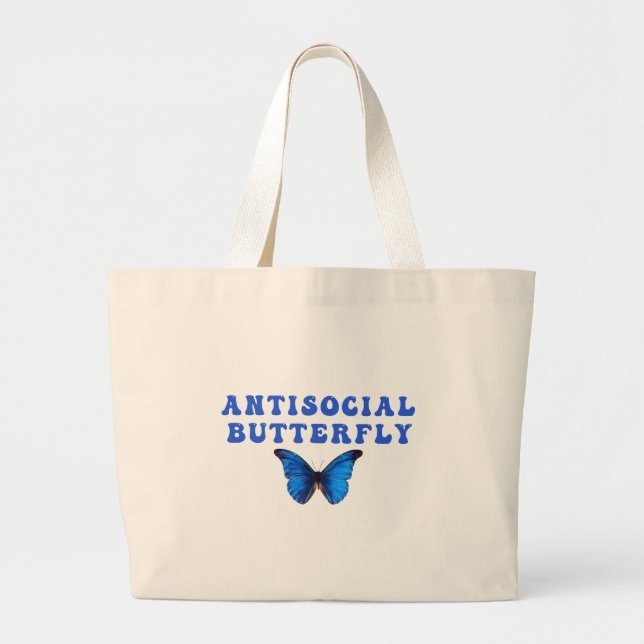 Antisocial butterfly ,colourful butterfly  large tote bag (Front)
